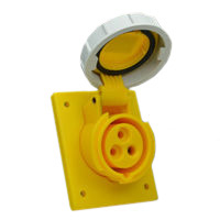 Pin and Sleeve Receptacle Outlet Devices 888-42324-N IEC 60309 Panel Mount Receptacle Angled Type, IP67 Rated, 30 Amp 120 Volt, 4H, IEC 309 International Pin and Sleeve Devices 